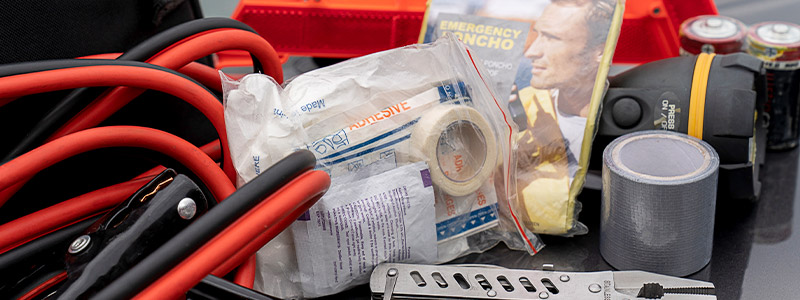 Closeup of a Car Emergency Kit