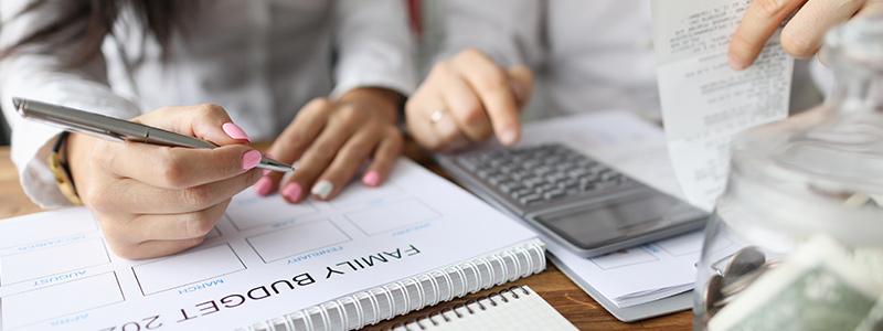 Husband and wife doing a family budget