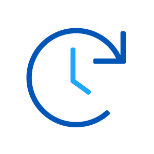 time Blue Clock with forward arrow icon