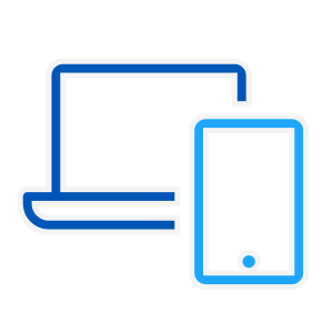 Blue laptop and phone icon