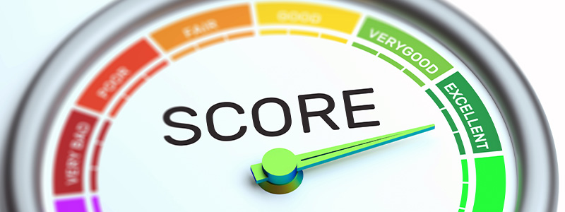 credit score gauge needle on excellent
