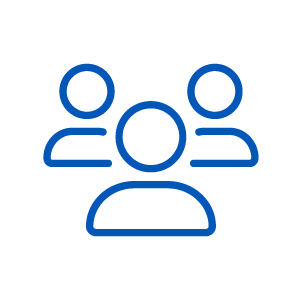 employees-retained Blue group of three people icon