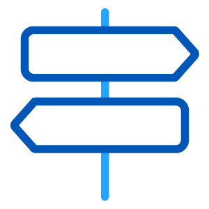 exit-options Blue signpost pointing at different directions icon
