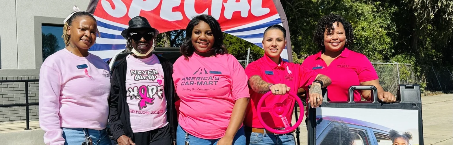America's Car-Mart of Milledgeville, Georgia associates raise awareness in October for cancer treatment.